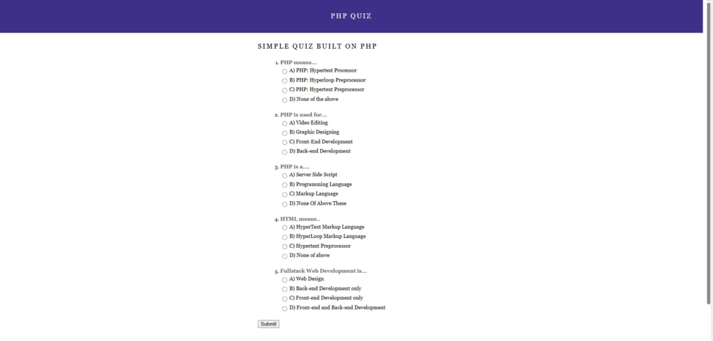 PHP Quiz