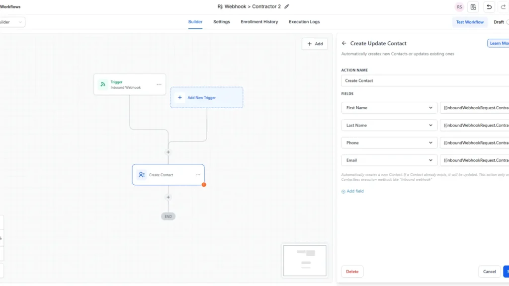 Webhook To Contractor