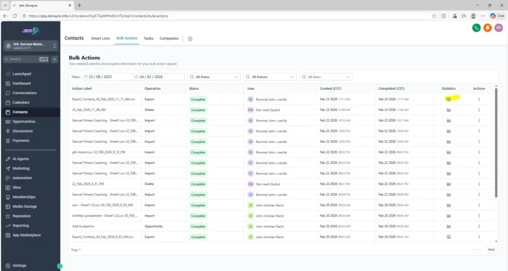 Export CSV