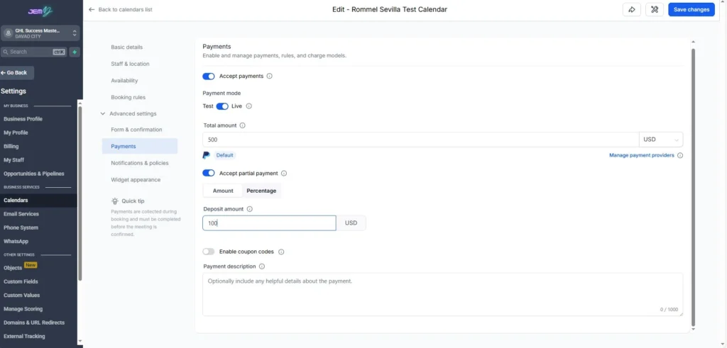 Payment Settings