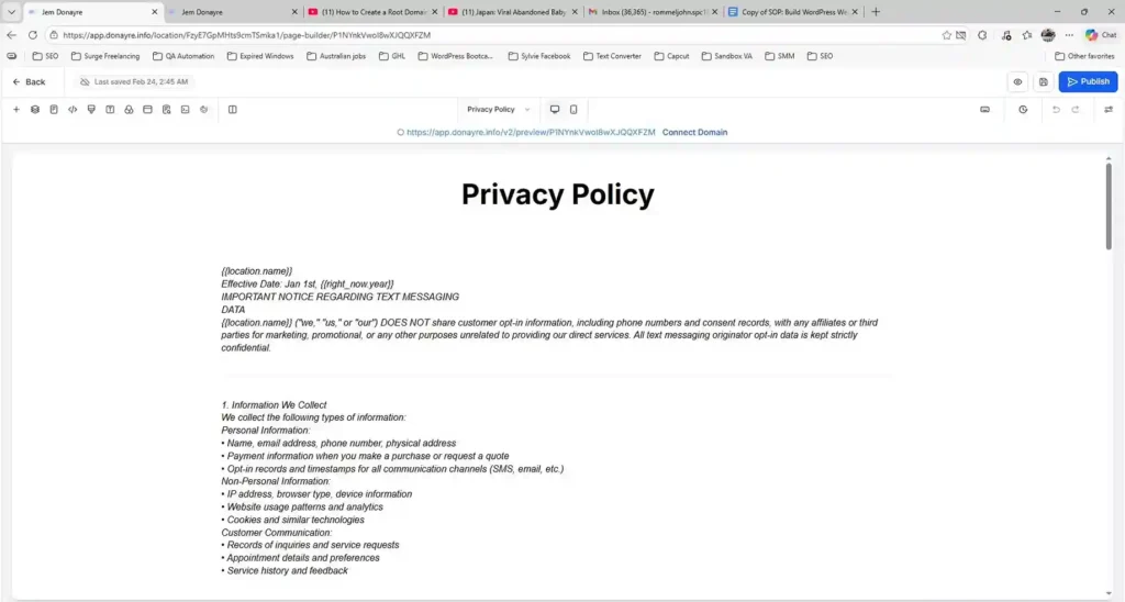 Privacy Policy Page